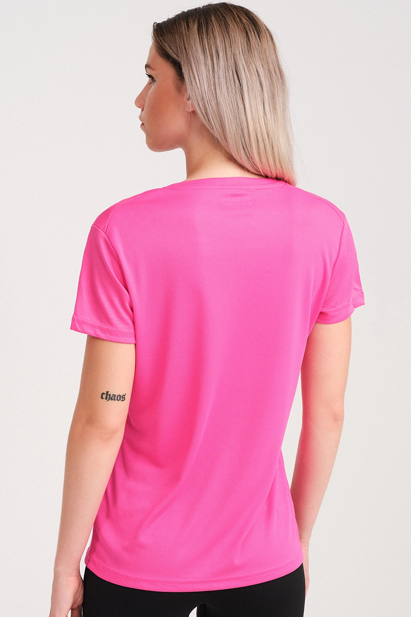 Camiseta Running Manga Corta Mujer Code Fucsia El Ctrico E