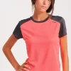 Camiseta Running Manga Corta Mujer Limit Coral Fl Or Gris