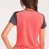 Camiseta Running Manga Corta Mujer Limit Coral Fl Or Gris E