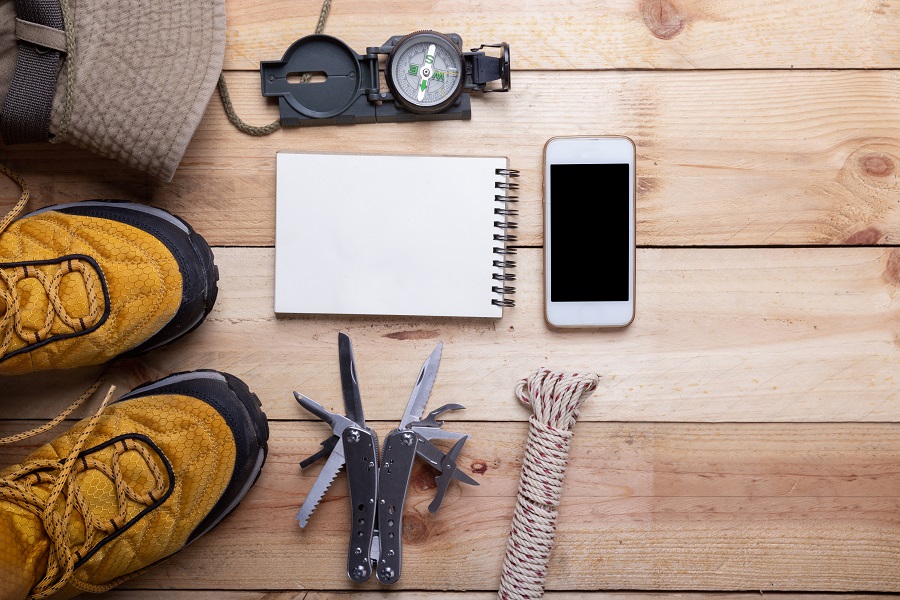 Outdoor Travel Equipment Planning For A Mountain Trekking Campin