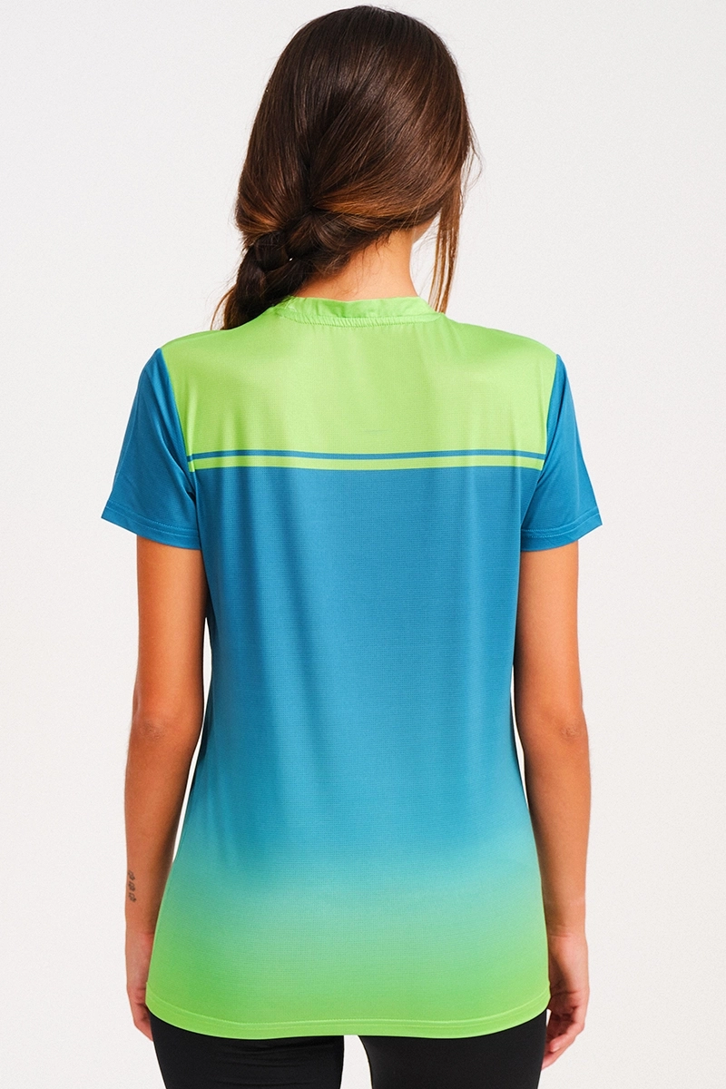 Camiseta Manga Corta Grady Verde Lima Azul Indigo Mujer E