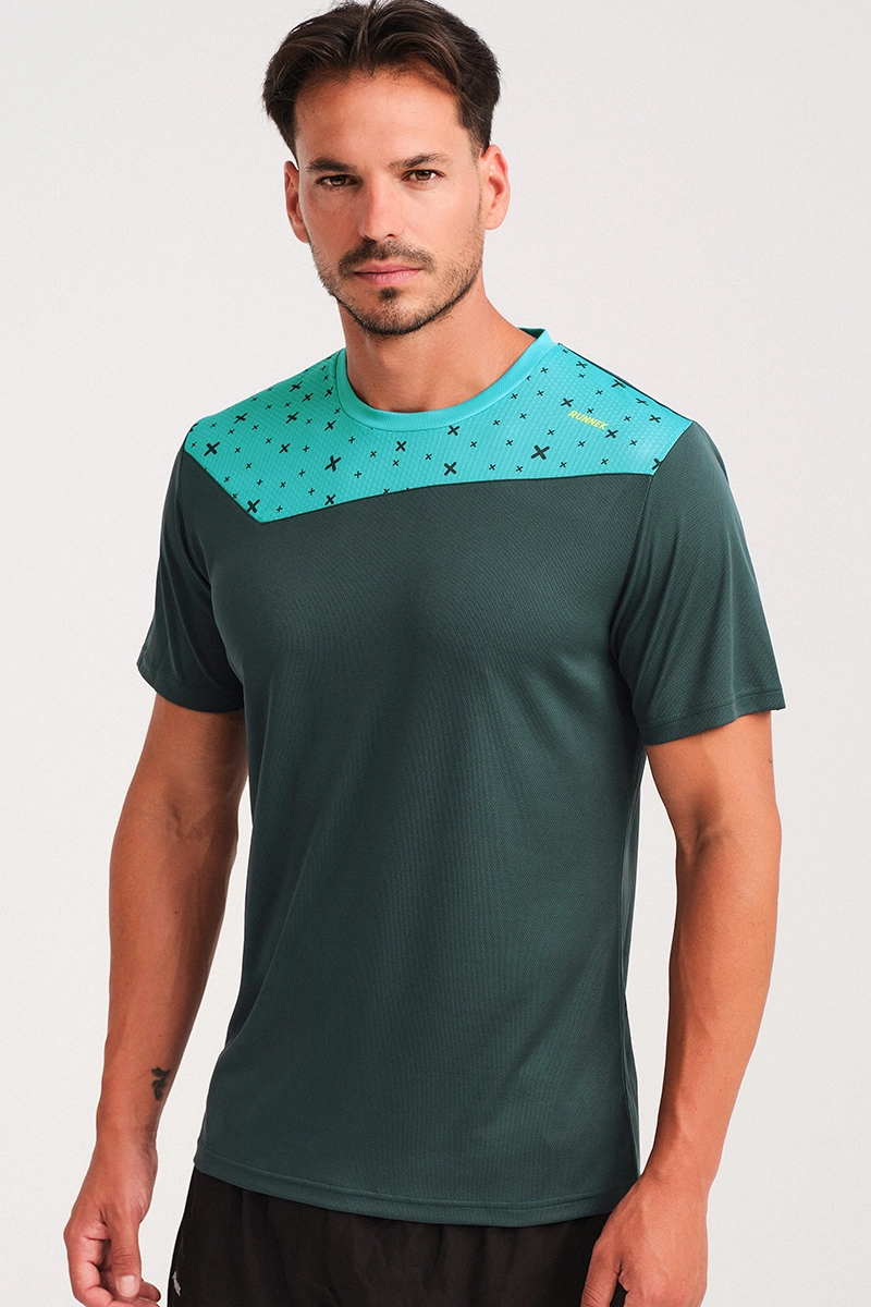 Camiseta Manga Corta Kross Verde Dark Pro Y Turquesa Ne N