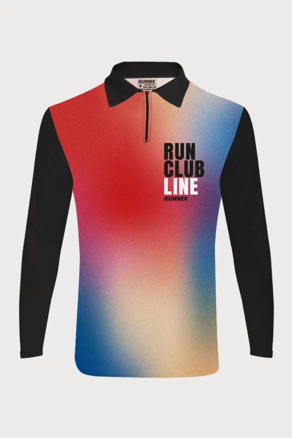 Polo manica lunga con cerniera personalizzabile per team sportivi 01