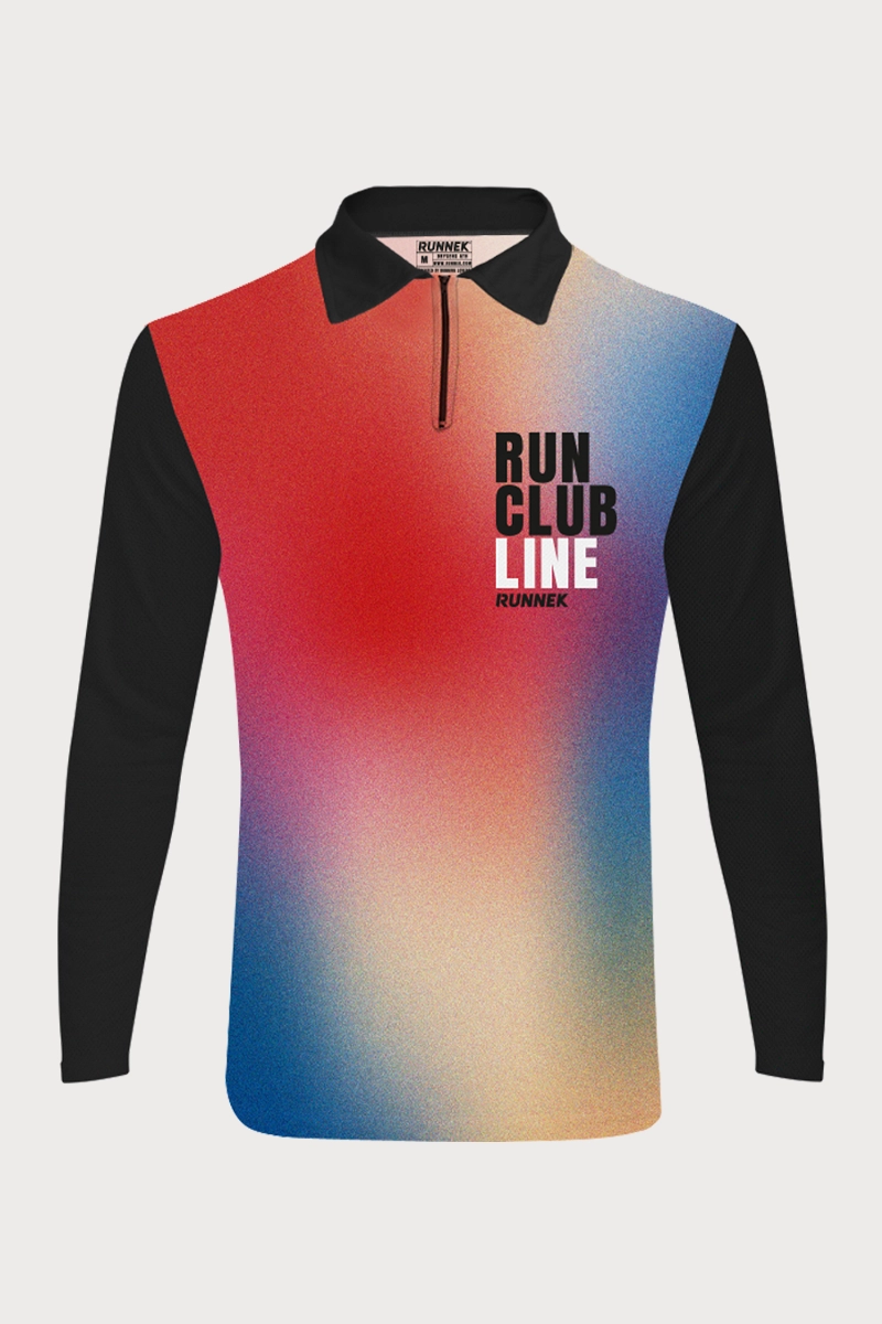 Polo manica lunga con cerniera personalizzabile per team sportivi 01